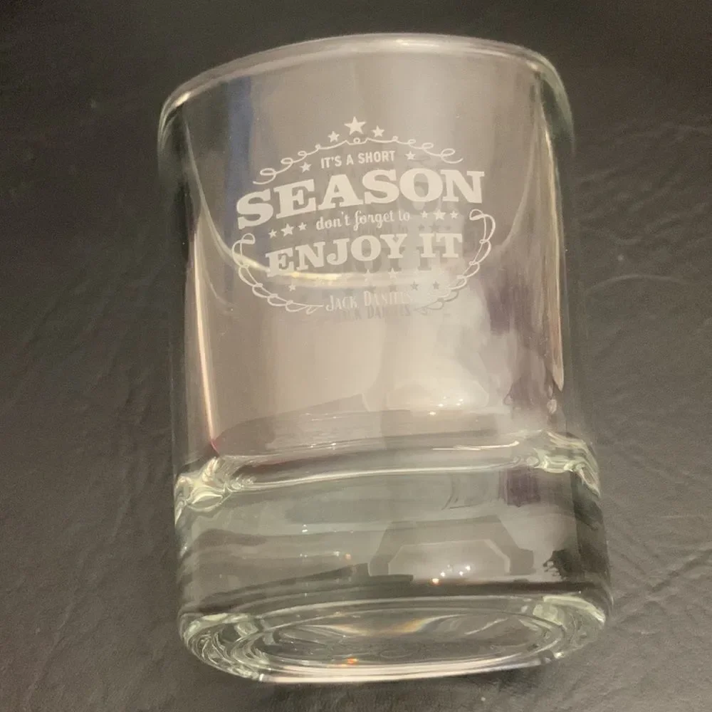 Jack Daniel’s 8 Ounce Rocks Cocktail Clear Glass White Etching Stamped Bottom